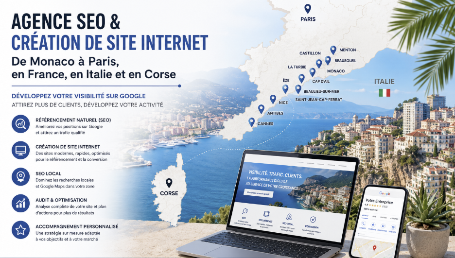 Agence SEO et création de site internet : développez votre visibilité de Monaco à Paris
